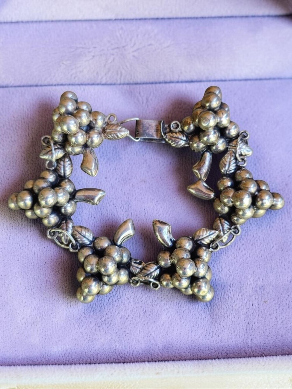 🍇 Vintage Sterling Silver Taxco Grapes Bracelet